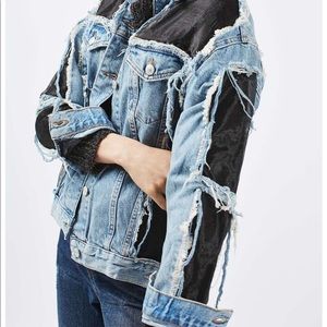 TOPSHOP cut-out organza panel Moto jacket